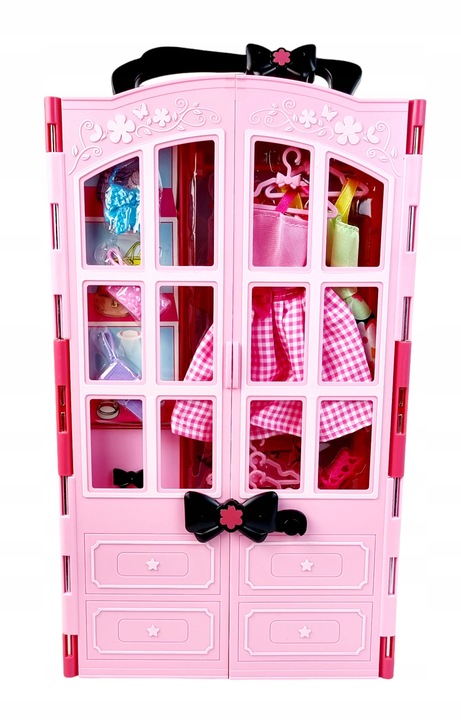 Szafa dla Lalek Garderoba dla Lalek Domek dla Lalek Akcesoria Lalka Różowa