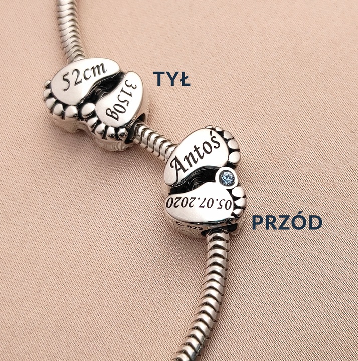 CHARMS srebro 925 koralik do bransoletek +GRAWER DANYCH prezent dla mamy