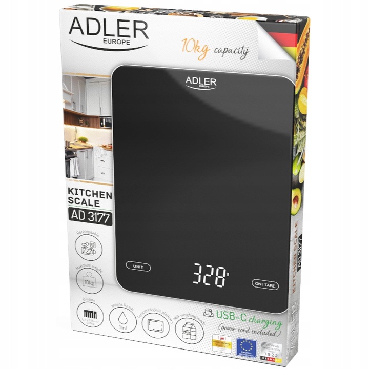 WAGA KUCHENNA DO 10KG USB AKU ADLER AD3177B