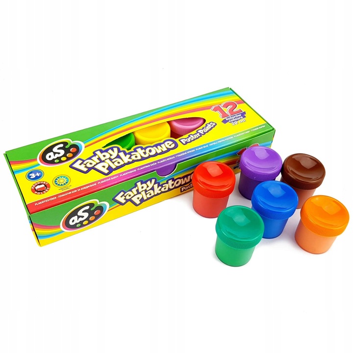 AS Farby plakatowe 12 kolorów - 20 ml