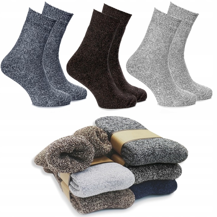 3x ULTRA CIEPŁE SKARPETKI MĘSKIE SKARPETY WEŁNIANE GRUBE Z WEŁNY 40-43