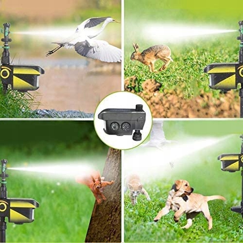 WODNY ODSTRASZACZ ZWIERZĄT KOTY PSY PTAKI KUNY Podczerwień OBRÓT 360° SOLAR