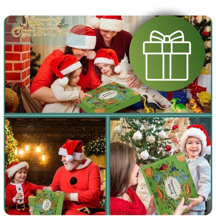 Kalendarz Adwentowy Świąteczny dla Dzieci 24 Dinozaury Kolejka Akcesoria