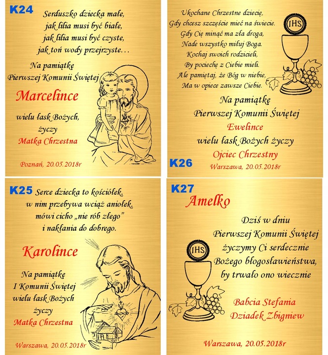 Złoty Łańcuszek 333 Krzyżyk Chrzest Komunia Grawer