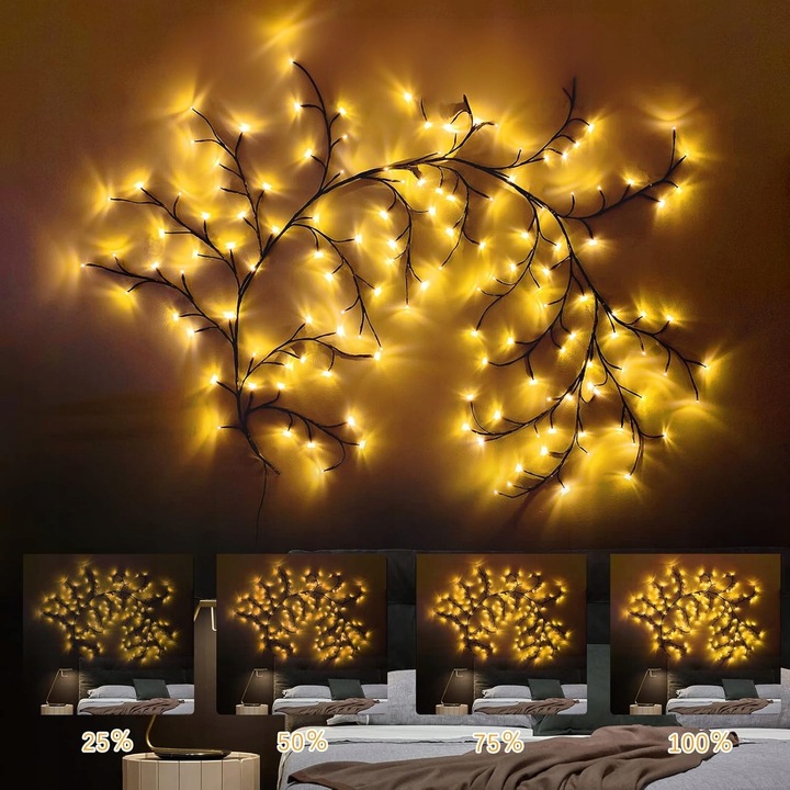 Oświetlenie na Boże Narodzenie świąteczne drzewko gałązka 144 LED z pilotem