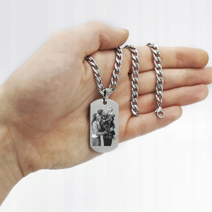 Nieśmiertelnik ze ZDJĘCIEM lub GRAWEREM Stal Nierdzewna +Pancerka