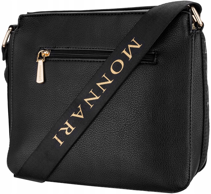 Torebka Damska CZARNA LISTONOSZKA MONNARI Klasyczna Regulowany Pasek