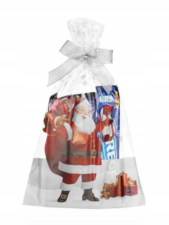 Worki celofanowe torebki foliowe PREZENTY ŚWIĄTECZNE MIKOŁAJKI 25x40 50 szt