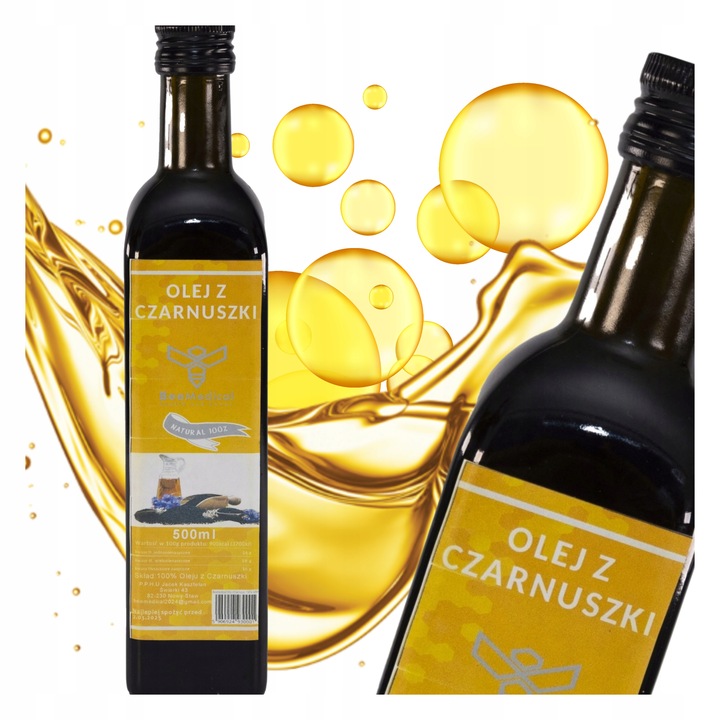 Olej Z Czarnuszki 500ml ml Tłoczony Na Zimno Czarnuszka Nierafinowany