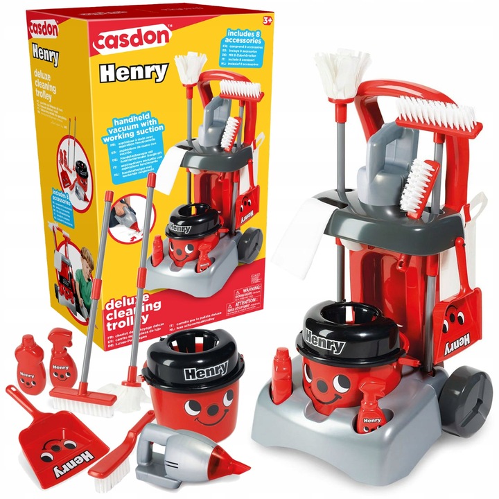 WÓZEK DO SPRZĄTANIA DUŻY ZESTAW ODKURZACZ HENRY MOP WIADRO CASDON 52 CM