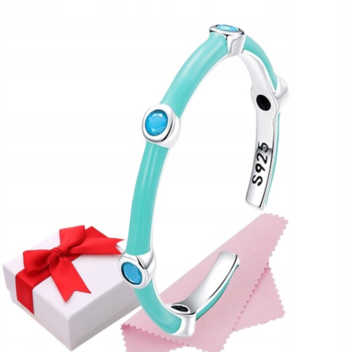 Pierścionek turkusowy regulowany srebro +pudełko