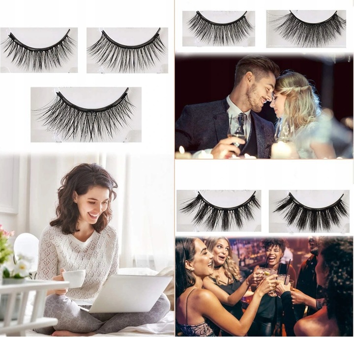 RZĘSY MAGNETYCZNE 7x DŁUGIE 2x EYELINER NATURALNE