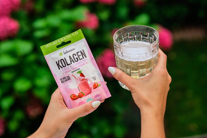 10x INTENSON KOLAGEN + KWAS HIALURONOWY + WITAMINA C do picia truskawkowy