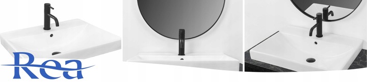 UMYWALKA WPUSZCZANA CERAMICZNA BIAŁA PROSOTKĄTNA REA MANDY 60