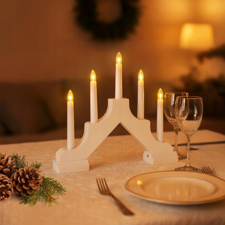 ŚWIECZNIK ADWENTOWY 5 LED ŚWIĄTECZNY LATARENKA Z TIMEREM NA BATERIE