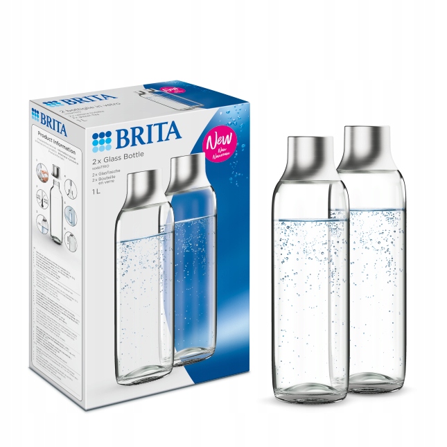 Zestaw dwóch butelek szklanych do wody do saturatora BRITA sodaTRIO 1l x2