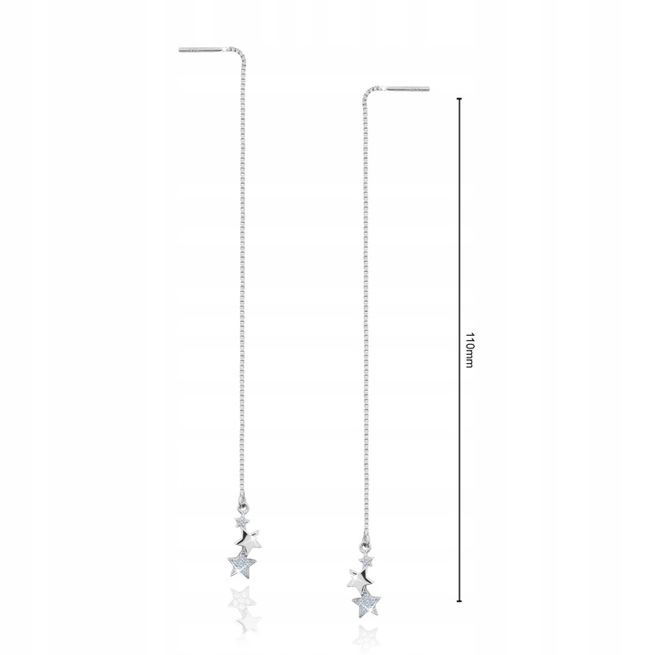 Długie srebrne kolczyki wiszące przeciągane srebro 925 elegancja