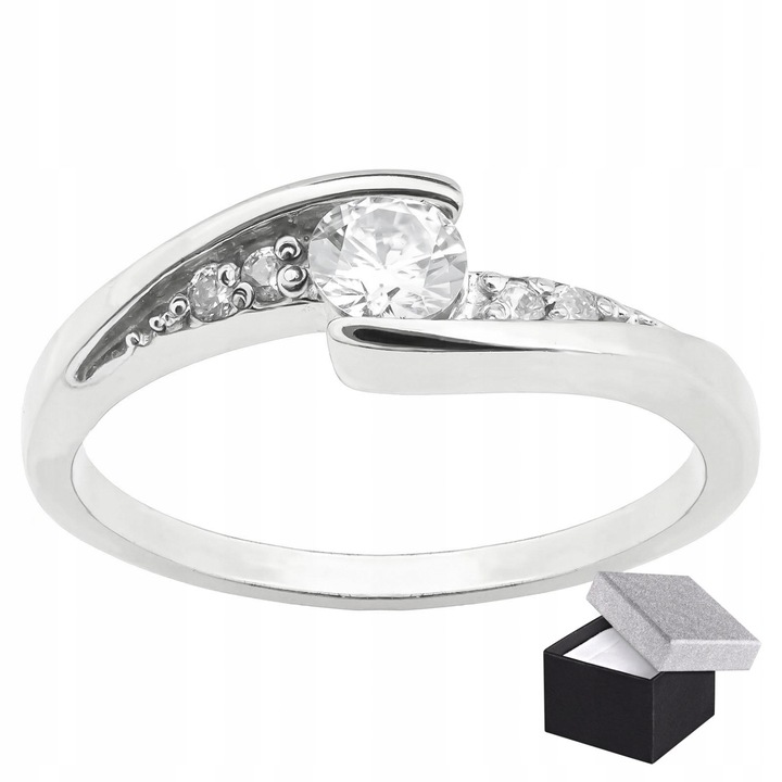 SREBRNY PIERŚCIONEK Z BIAŁYM OCZKIEM CYRKONIE SREBRO PRÓBY 925