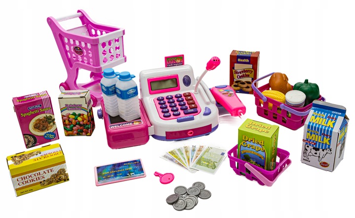 Edukacyjna Kasa Fiskalna Sklepowa Dla Dzieci Wózek Kalkulator Akcesoria