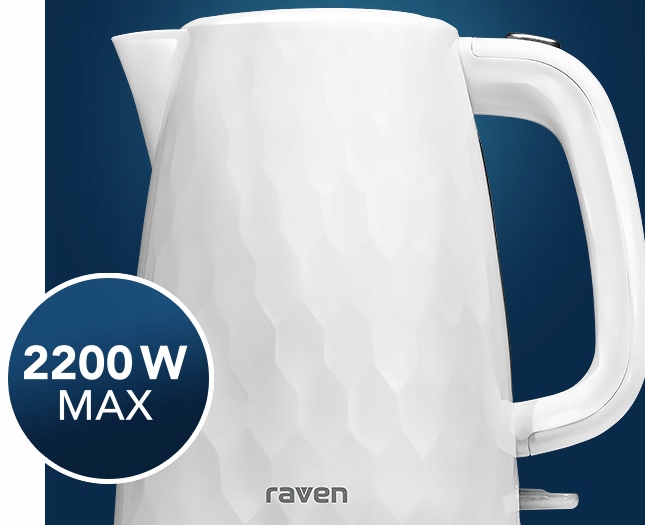 Biały Czajnik elektryczny RAVEN EC025B 1,7 l 2200W