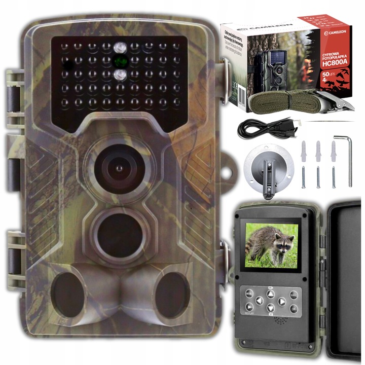Fotopułapka IR Kamera Leśna Ogrodowa Zewnętrzna Myśliwska 50 Mpx Menu PL