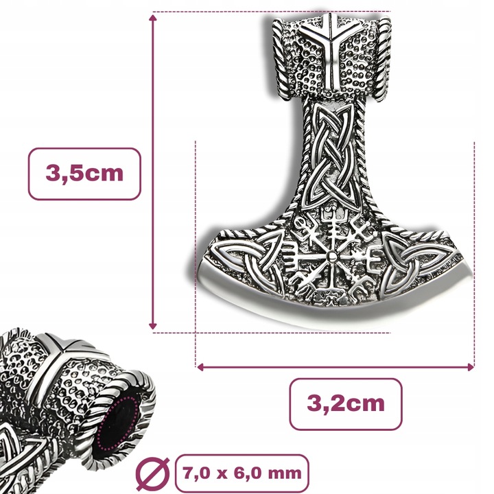 Zawieszka srebro pr. 925 Kultowy Wisiorek Wikingów Topór Nordycki dla Niego