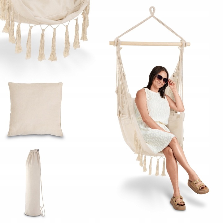 KRZESŁO BRAZYLIJSKIE Wiszące HUŚTAWKA Bujany KOKON Ogrodowy PODUSZKI Tadar
