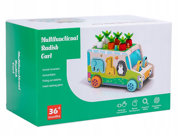 MONTESSORI SORTER KLOCKÓW ZŁAP ROBACZKA AUTO UKŁADANKA MARCHEWKI I ROBACZKI