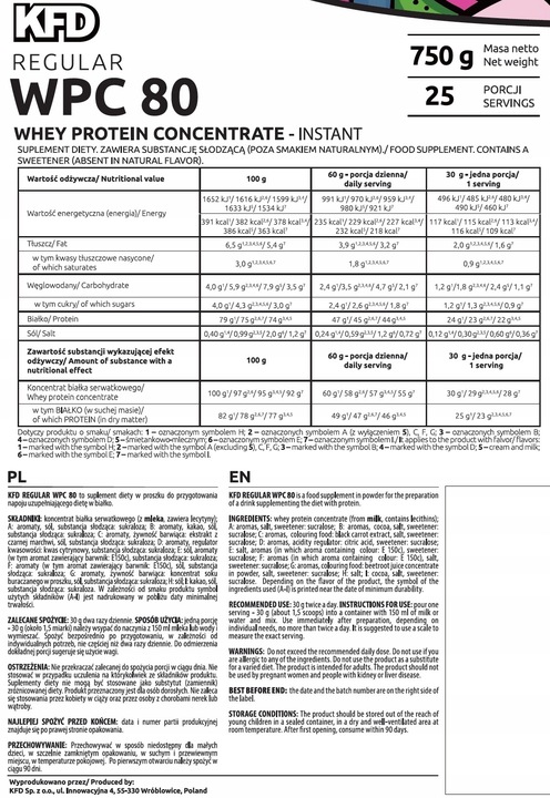 KFD REGULAR WPC 80 - 750 G - Smak Czekoladowy
