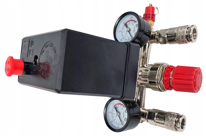 WYŁĄCZNIK CIŚNIENIOWY DO KOMPRESORA 230V PRESOSTAT REDUKTOR 8 BAR 1/2" 1/4"