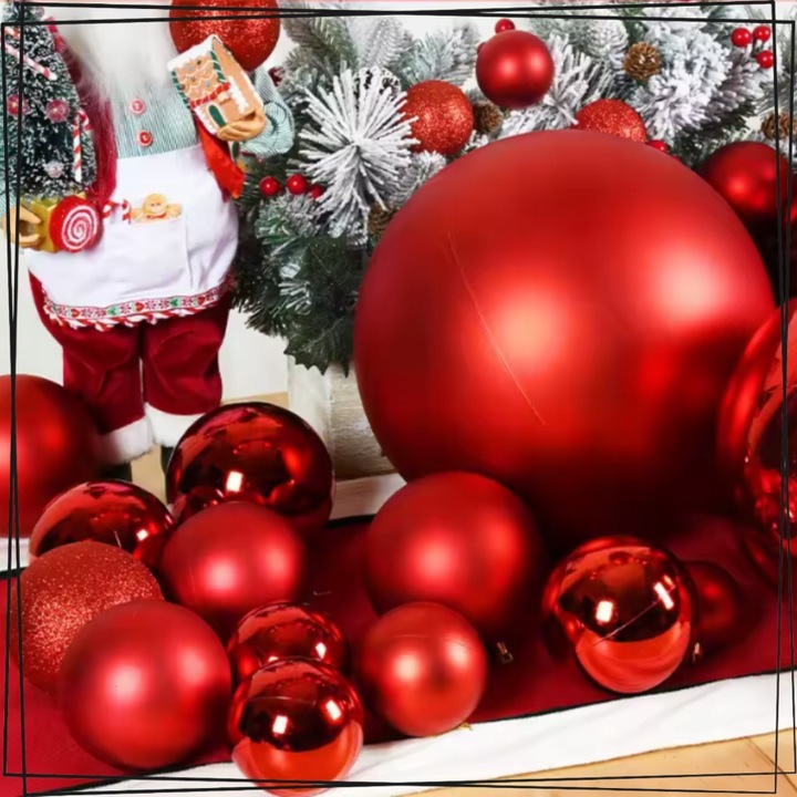 ZESTAW BOMBKI CHOINKOWE PLASTIKOWE CHOINKĘ CZERWONE NIETŁUKĄCE ŚWIĄTECZNE