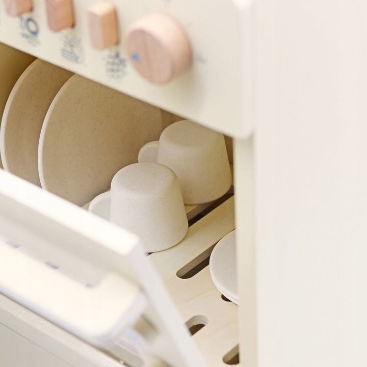 Zmywarka Dla Dzieci Drewniania z Akcesoriami Naczynia Talerze Bezpieczna