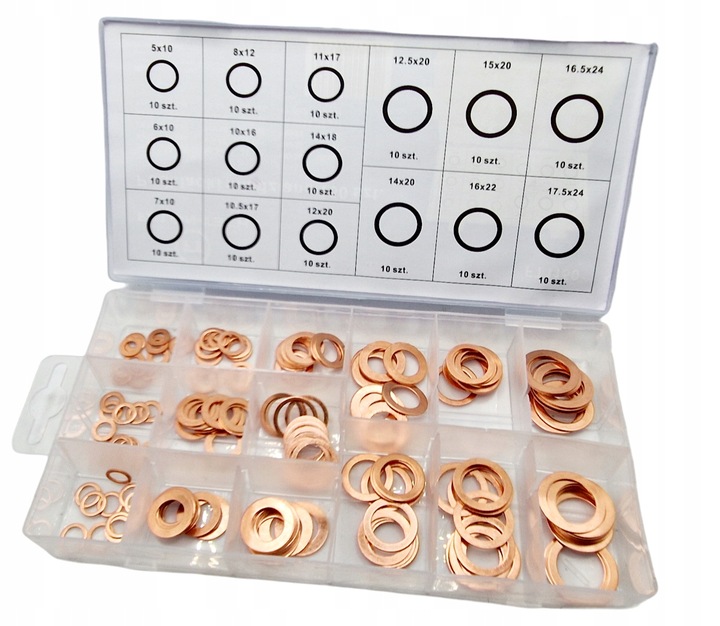 ZESTAW PODKŁADEK MIEDZIANYCH PODKŁADKI MIEDZIANE 150 SZT ZESTAW