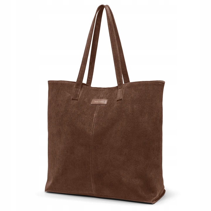 PUCCINI Torebka Damska Shopper Duża Ekologiczny Zamsz Brązowa BK2251034D-2