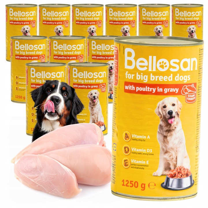 MOKRA KARMA PUSZKA Z KURCZAKIEM W SOSIE DLA PSA DUŻYCH RAS 12x1250G