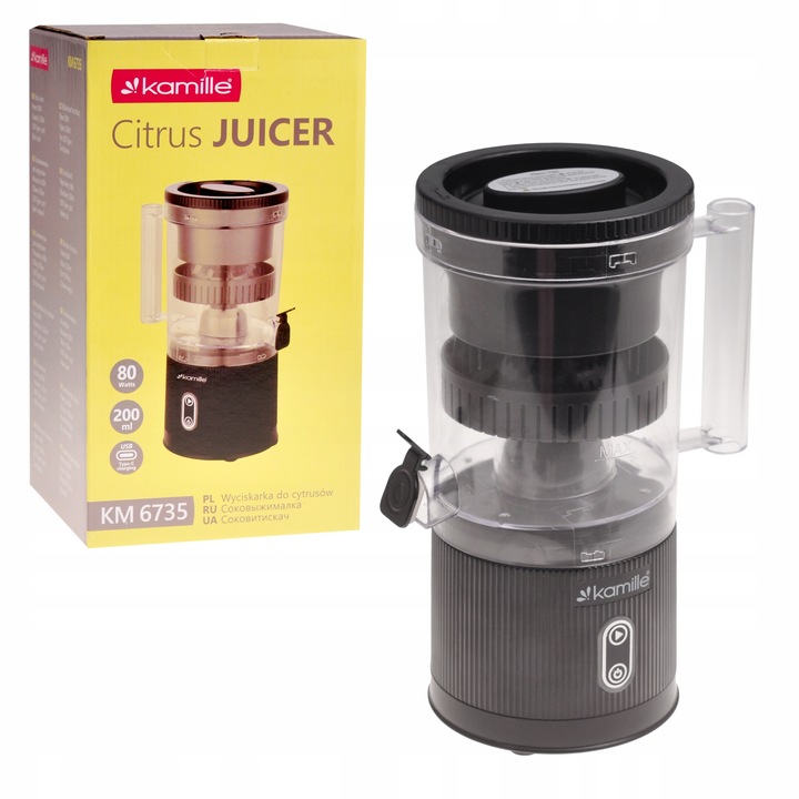 ELEKTRYCZNA WYCISKARKA DO CYTRUSÓW SOKÓW OWOCÓW BEZPRZEWODOWA USB KAMILLE