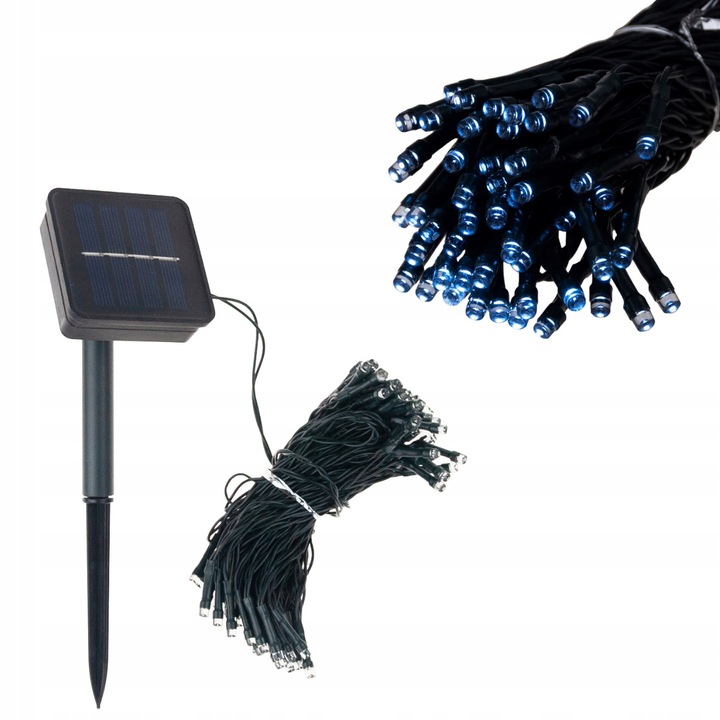 LAMPKI CHOINKOWE SOLARNE 500 LED 52m GIRLANDA ZIMNE BIAŁE 8 FUNKCJI