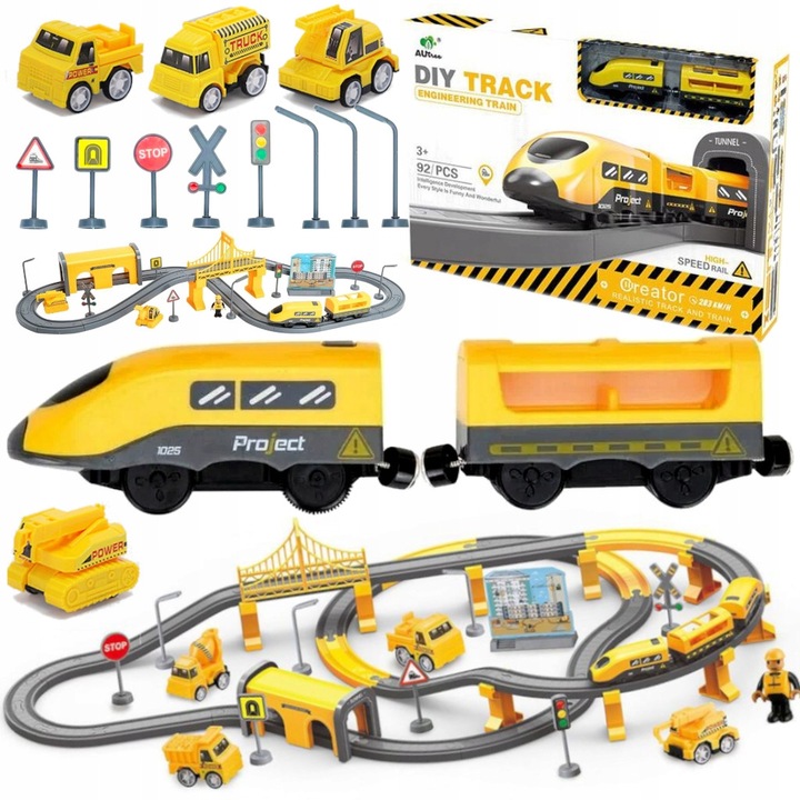 KOLEJKA ELEKTRYCZNA TUNEL MOST LOKOMOTYWA TORY 368