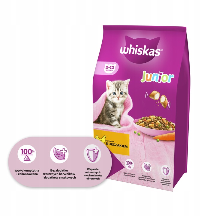 WHISKAS Junior sucha karma dla kociąt z kurczakiem 14 kg
