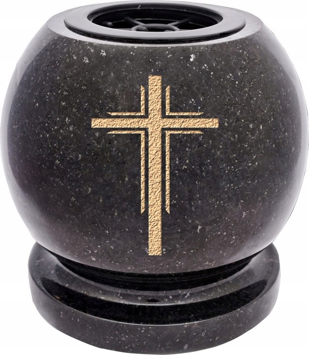 Wazon w Kształcie Kuli Kulowazon Granitowy Czarny Na Stopie