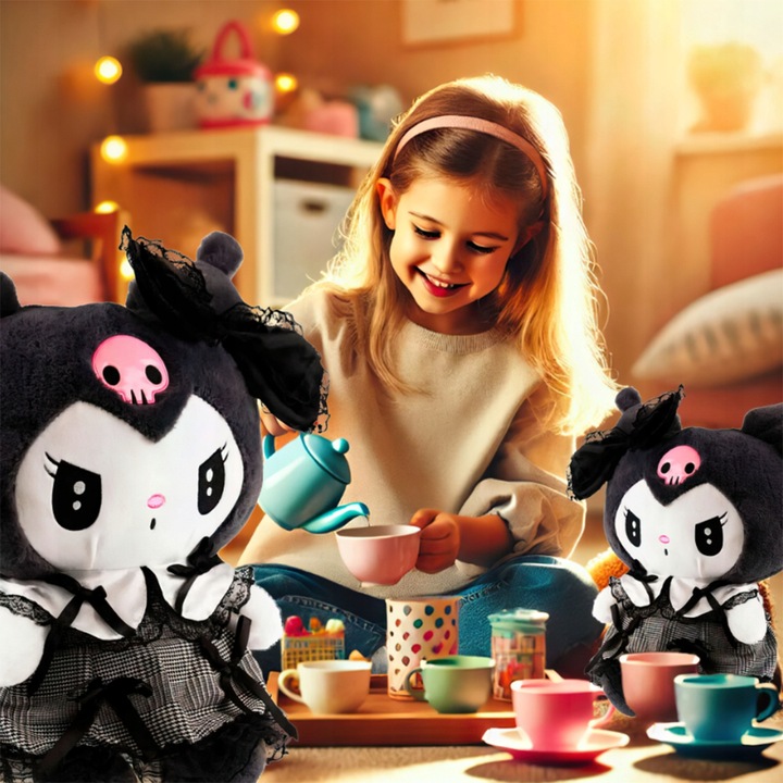 HELLO KITTY KUROMI MASKOTKA PLUSZAK ZABAWKA CZARNA SUKIENKA KOTEK 35CM
