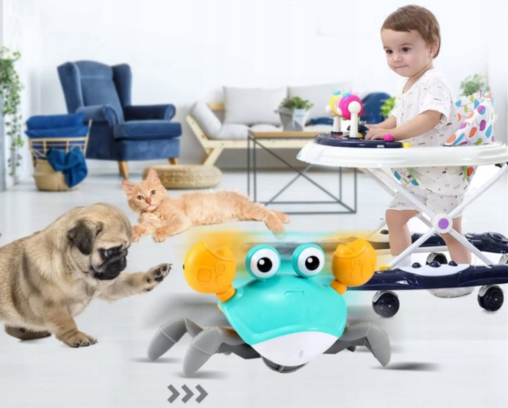 KRAB ŁAZIK PEŁZAJĄCY INTERAKTYWNY Z DZWIĘKIEM i ŚWIATŁEM LED