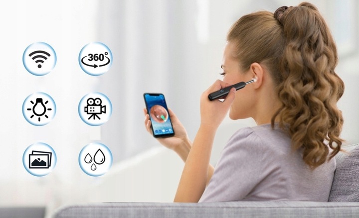 ZESTAW DO USUWANIA WOSKOWINY Z KAMERĄ 8 MEGAPIXELI HD 6 LED ENDOSKOP