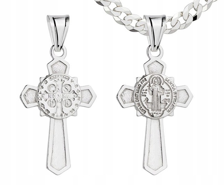 Srebrny Wisiorek Krzyżyk Św. Benedykt pr 925