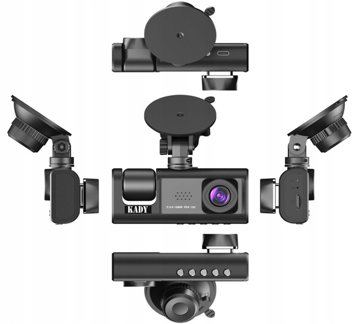 KAMERA SAMOCHODOWA WIDEOREJESTRATOR KADY FULL HD 3 KMAERY DO TAXI/UBER/BOLT