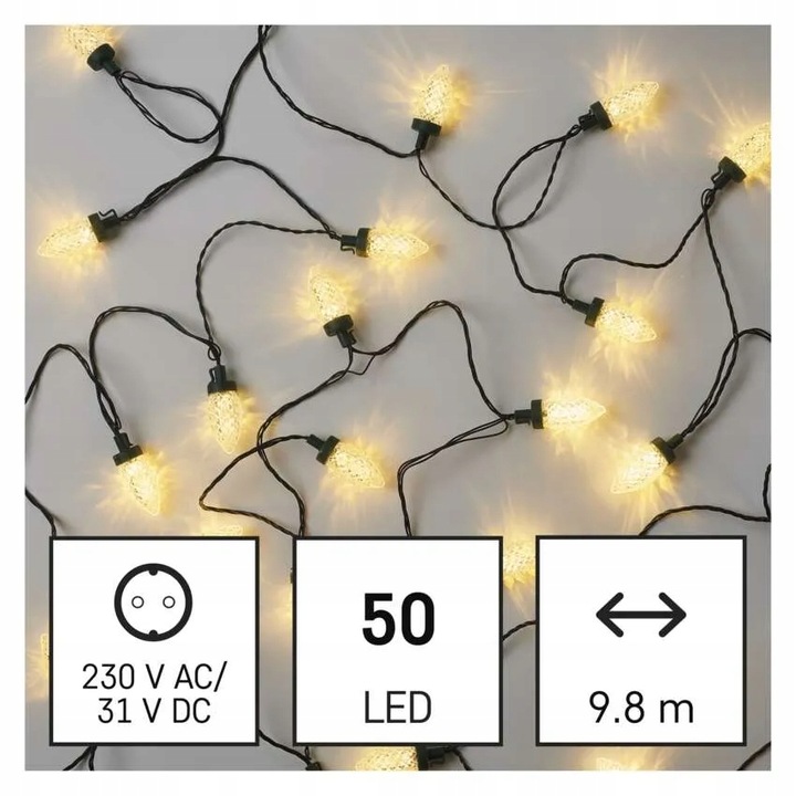 Lampki choinkowe LED szyszki 50 LED 9,8 m ciepła biel 8 programów IP44 EMOS