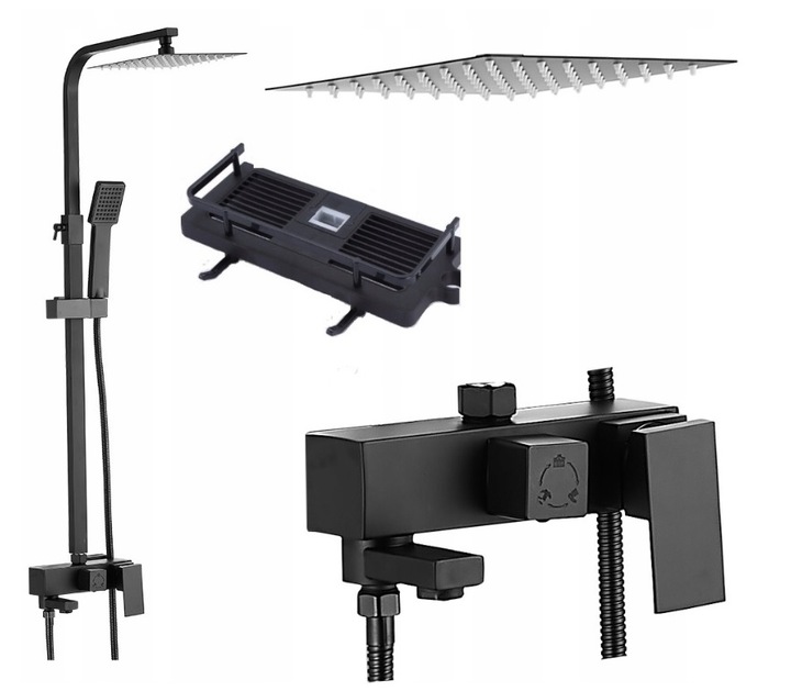 Zestaw prysznicowy natynkowy Bateria kolumna Mikka CZARNY MAT