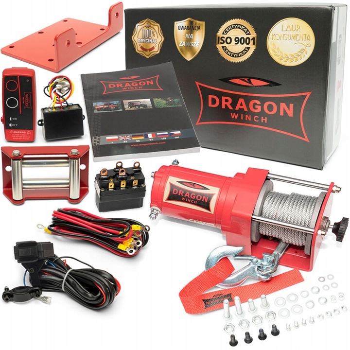 1,1T WYCIĄGARKA DRAGON 12V ELEKTRYCZNA WCIĄGARKA linowa pługa quada +pilot