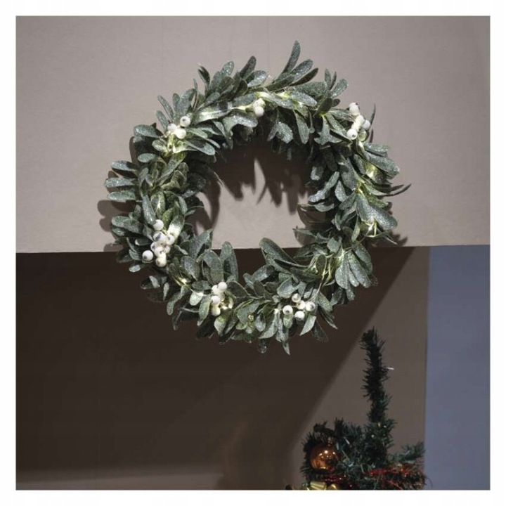 Dekoracje - wianek jemioła 25 LED, 3xAA, ciepła biel, IP20, timer EMOS