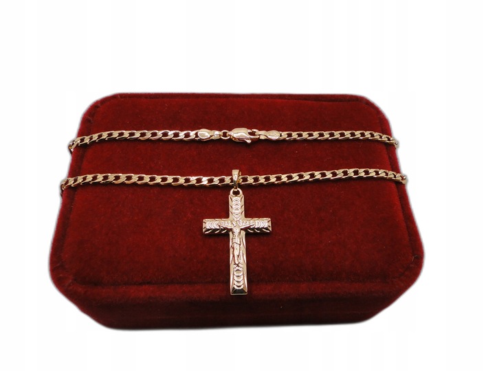 Złoty łańcuszek stal chirurgiczna z krzyżykiem